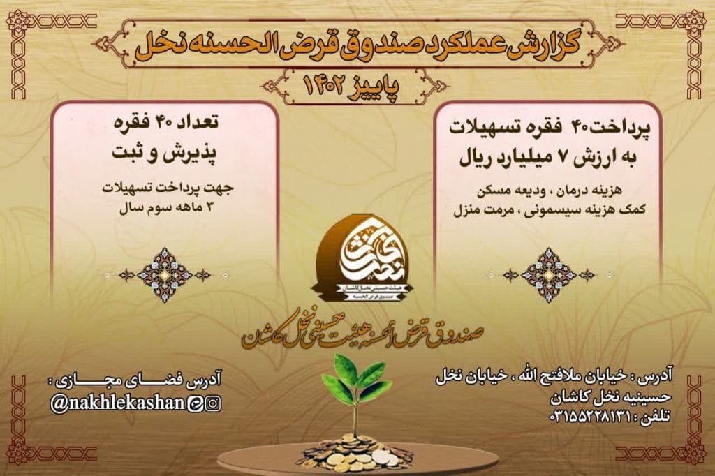 گزارش عملکرد پاییز 1402 صندوق قرض الحسنه نخل