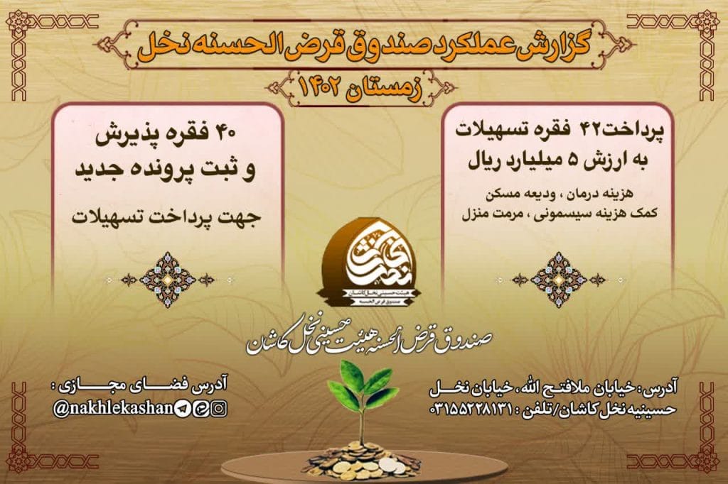 گزارش عملکرد صندوق قرض الحسنه نخل زمستان 1402