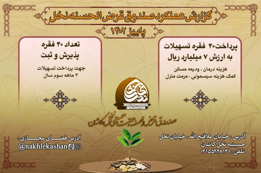 گزارش عملکرد قرض الحسنه نخل پاییز 1402